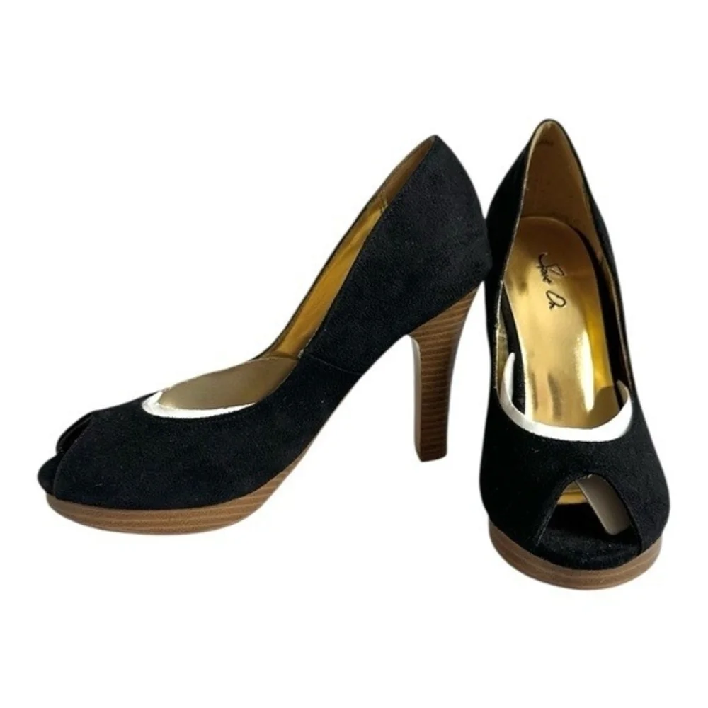 Spot On Athena Black Peep Toe Heels Womens High Heel Sandals 4